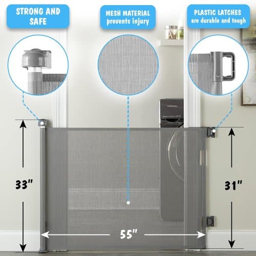 Puerta de bebe retractil para escaleras GRIS