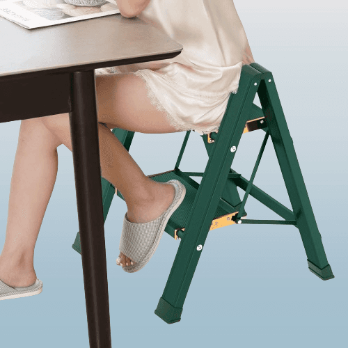 Escalera de 2 escalones taburete plegable con amplio pedal