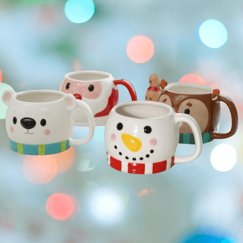Juego de 4 tazas de cafe de navidad de 13 onzas