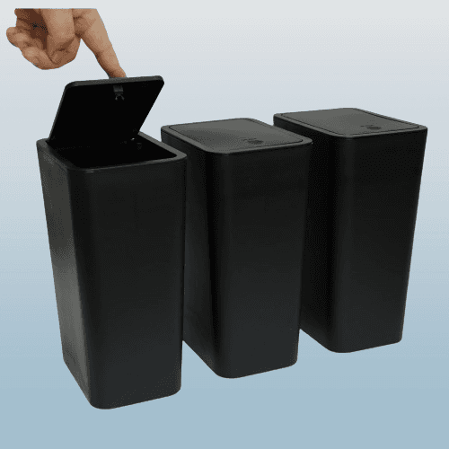 Paquete de 3 cubos de basura pequeños con tapa