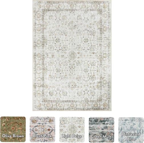 Alfombra lavable de 8 x 10 pies para sala de estar / BEIGE
